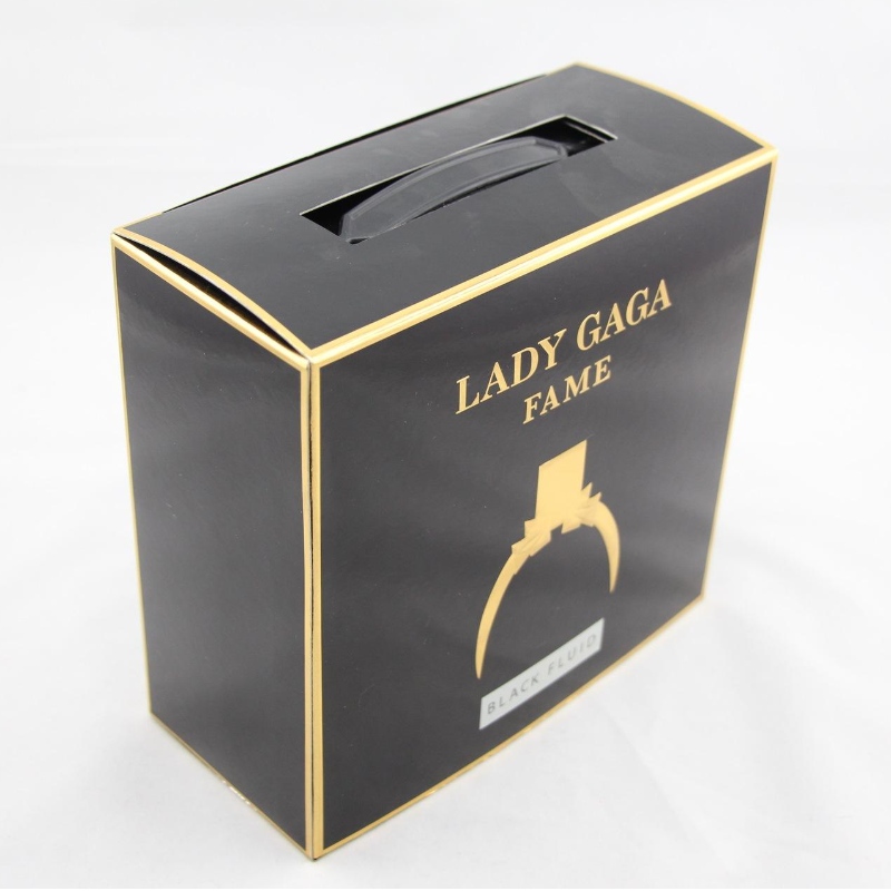 Caja de regalo de papel tarjeta blanca para cosméticos de perfume de joyería con mango